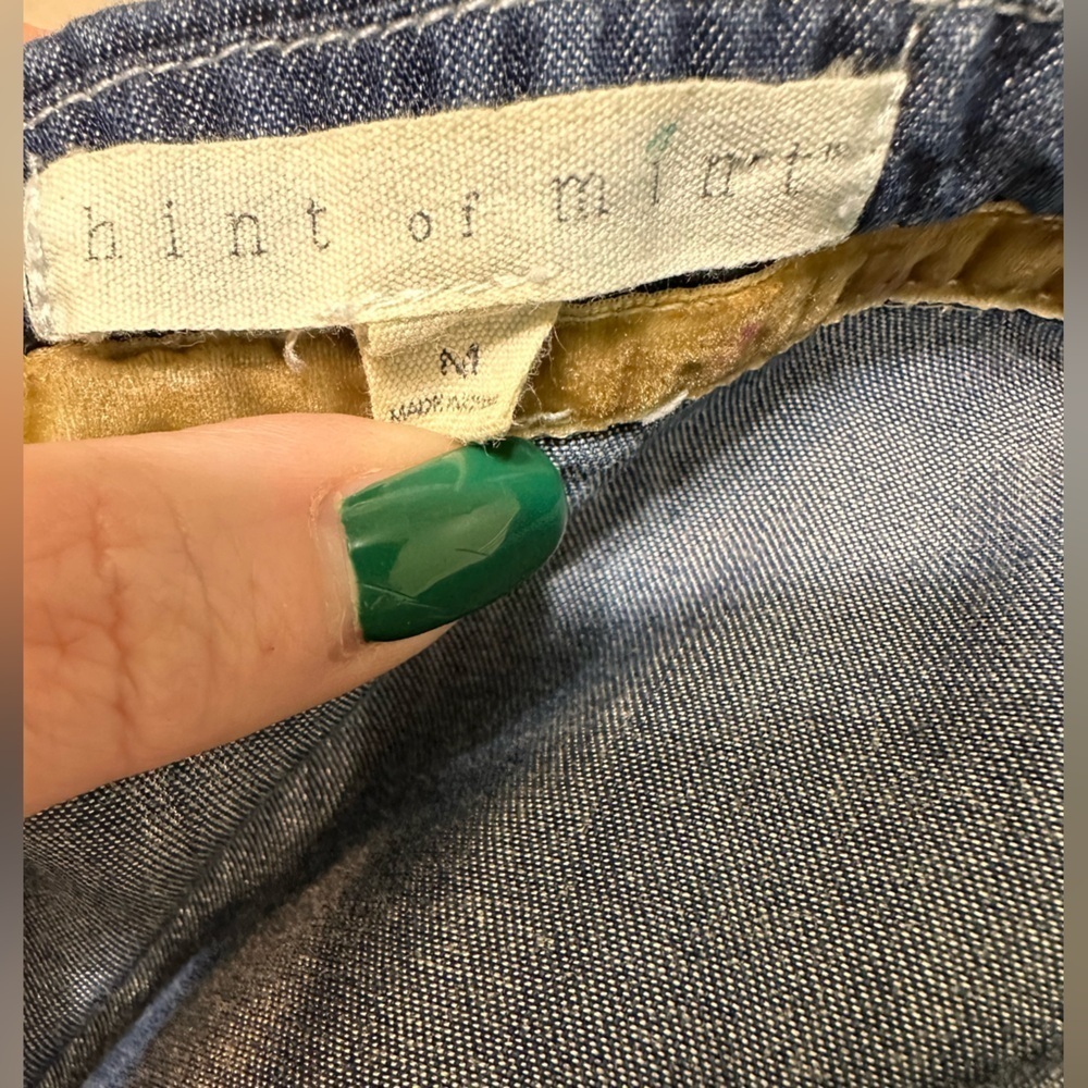 Hint of Mint Bohemian Denim Patchwork Shirt - Picture 5 of 6